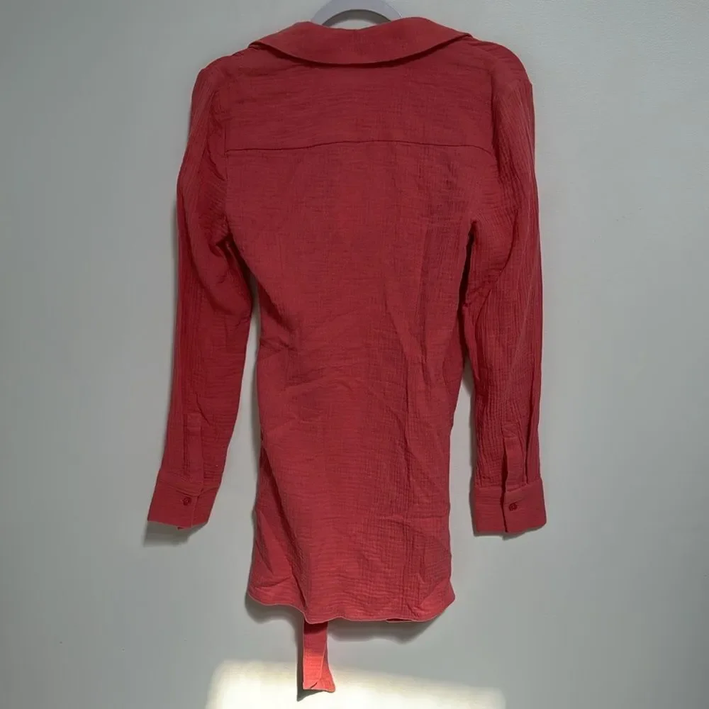 Onia oversized shirt wrap in spiced coral